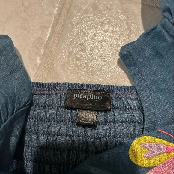 Picapino Girls Blue Chambray Denim Butterfly Romper Size 5 - Picture 4 of 4